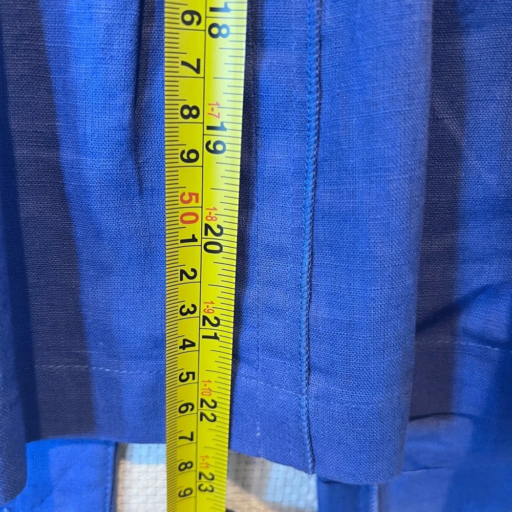 Chicos Periwinkle Blue Linen Blend Open Front Pleated Jacket Size 1 Medium